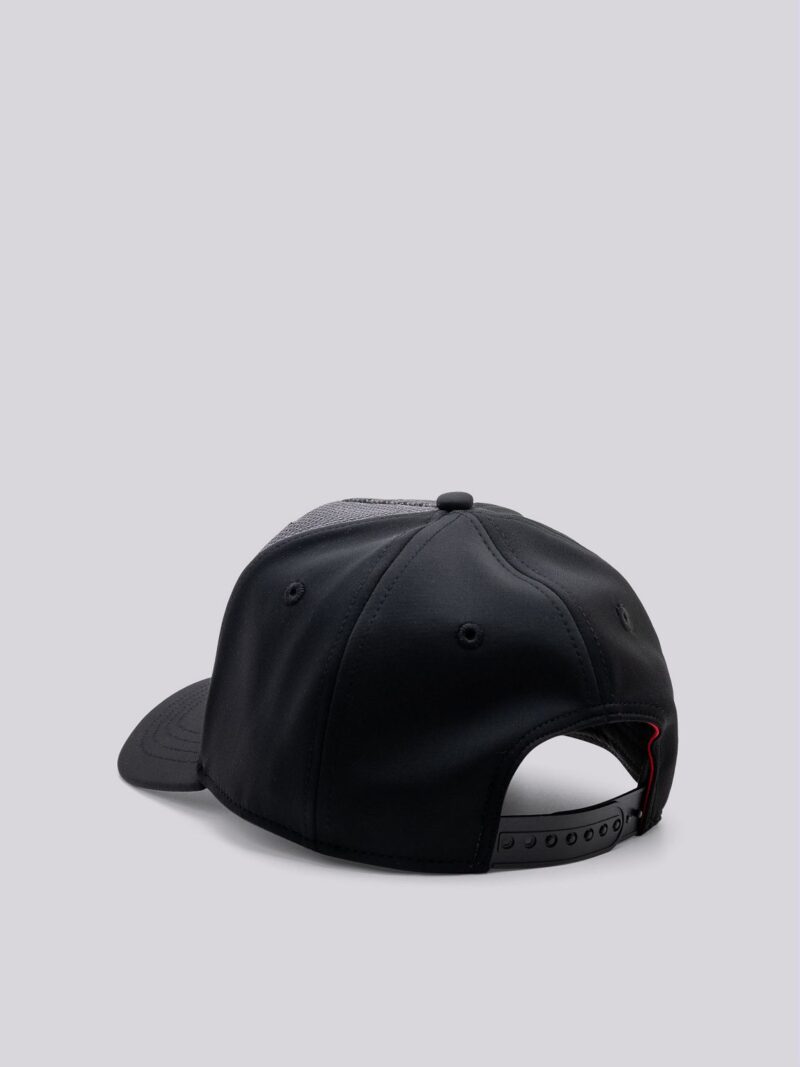 black and plum kitten baseball cap with logo patch