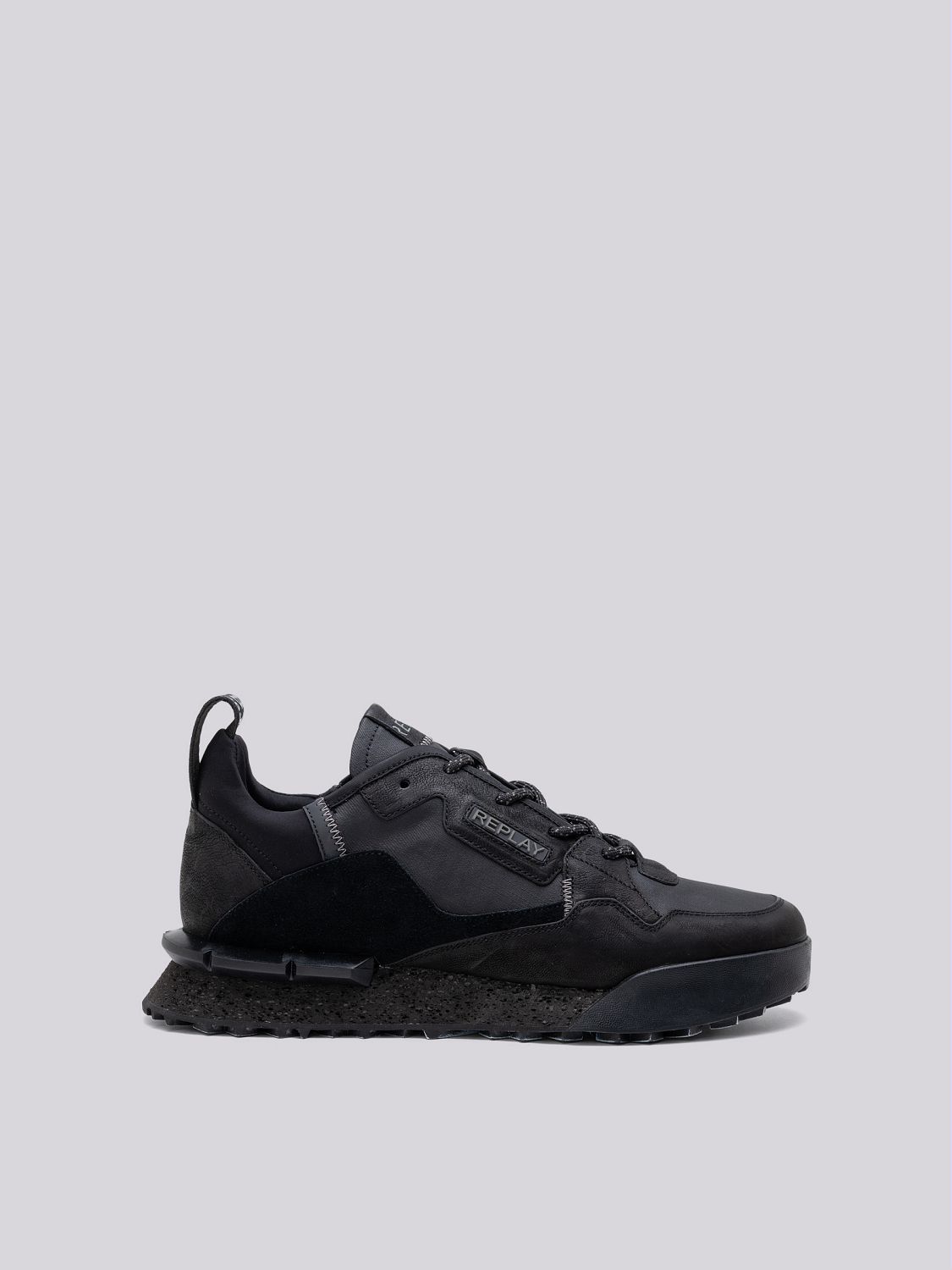 Field Melt Black Leather and Suede Sneakers