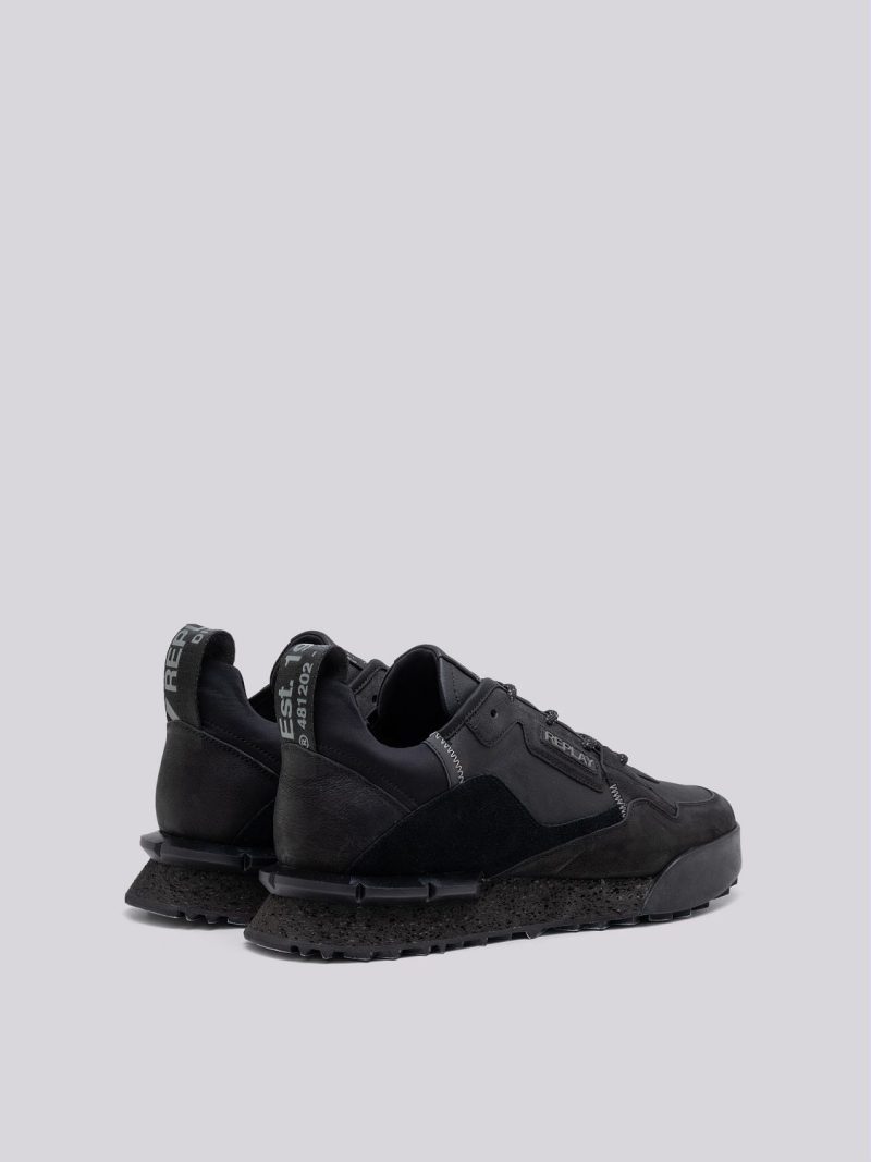 field melt black leather and suede sneakers