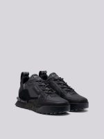 field melt black leather and suede sneakers