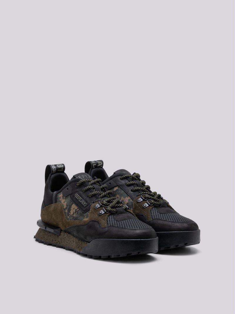 field speed camo black mil green lace up sneakers