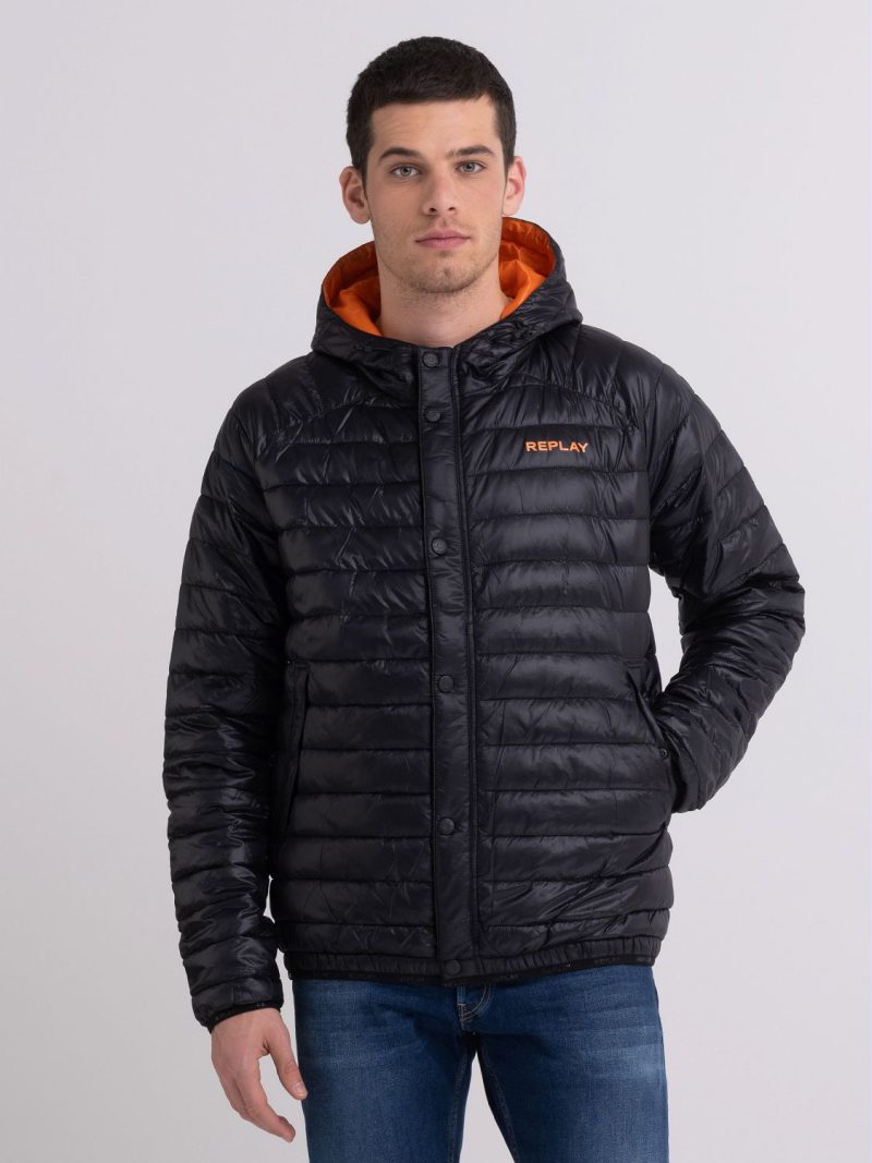 black short jacket in recycled nylon