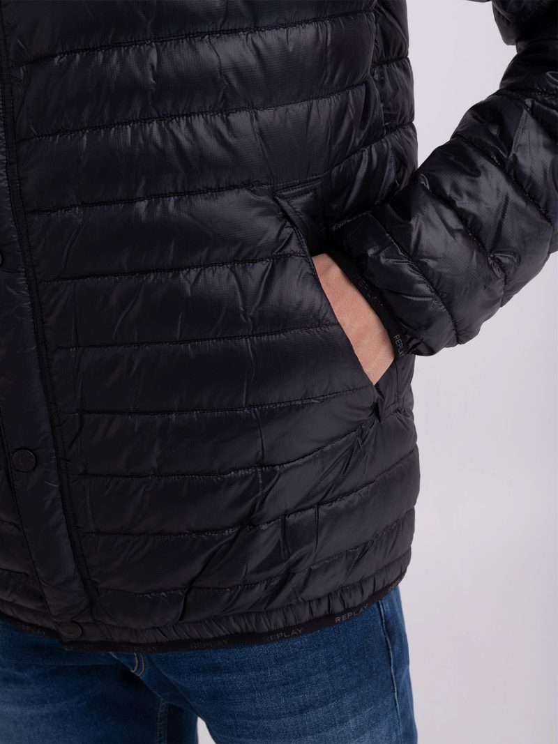 black short jacket in recycled nylon