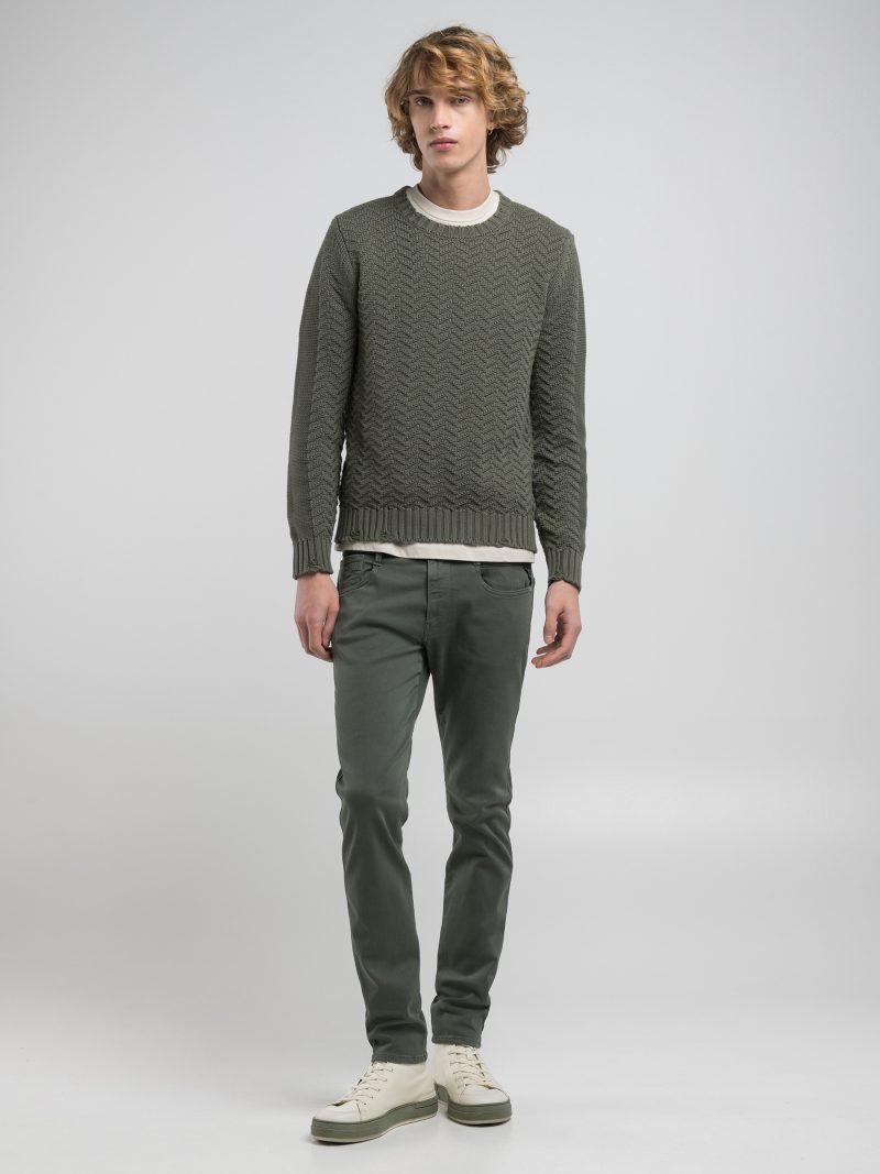 military green 10.5 oz bull hyperflex stretch denim anbass slim jeans