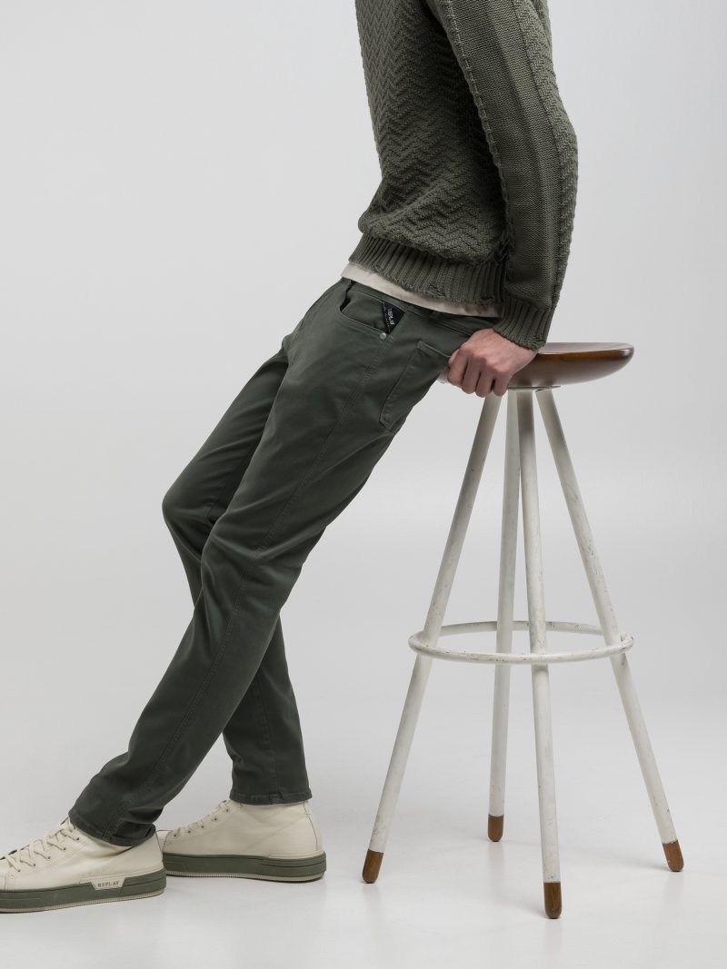 military green 10.5 oz bull hyperflex stretch denim anbass slim jeans