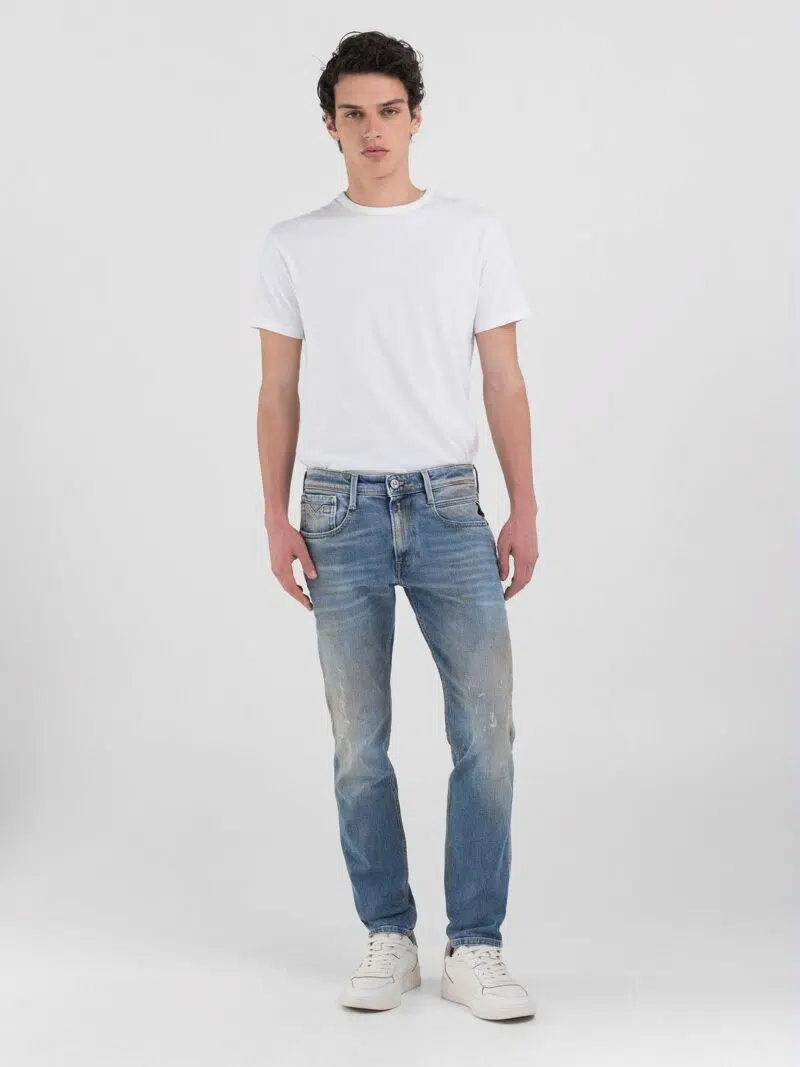 deep blue indigo stretch denim anbass slim fit jeans