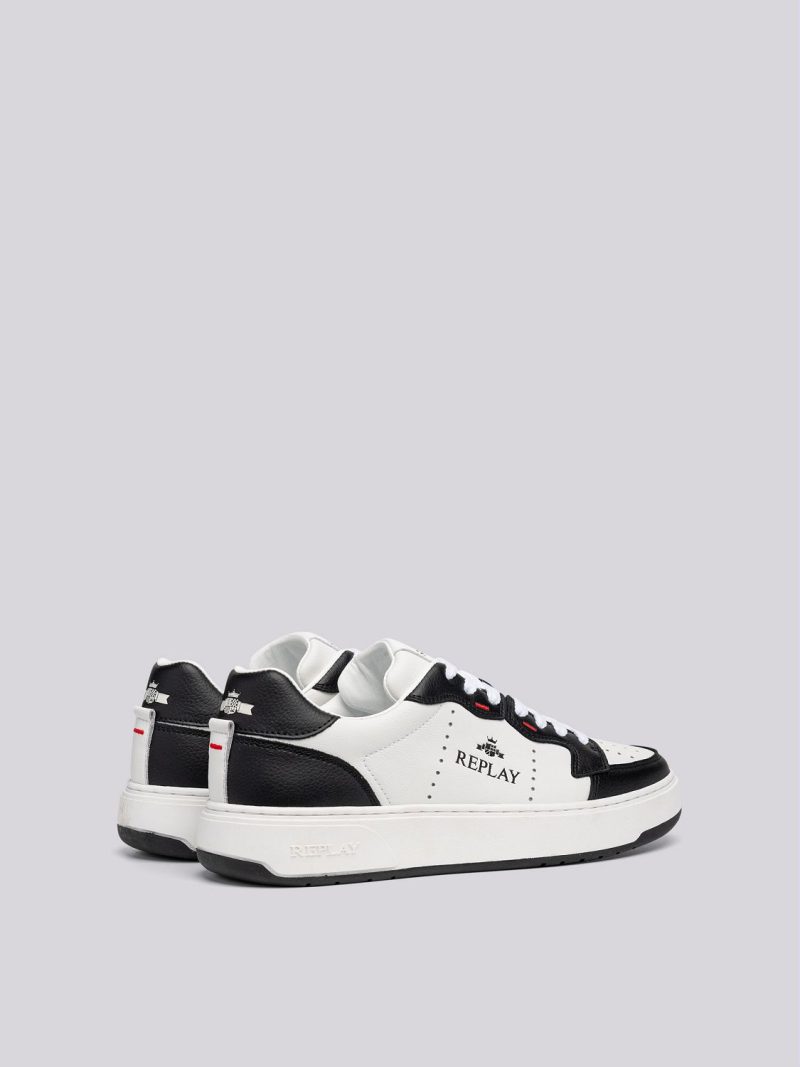 kai action black white leather sneakers