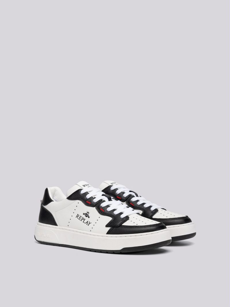 kai action black white leather sneakers