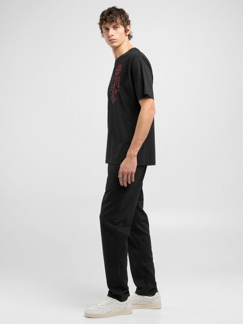 black jersey t shirt with multi coloured print (copy)