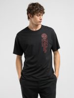 black jersey t shirt with multi coloured print (copy)