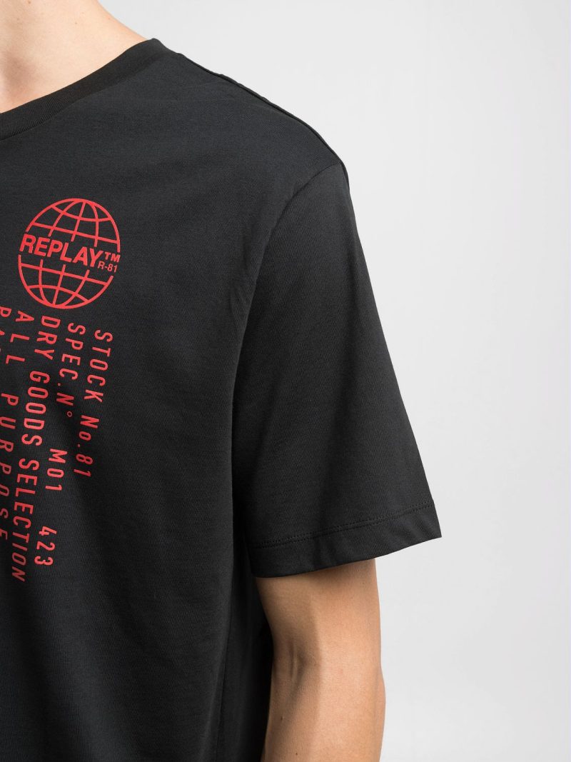 black jersey t shirt with multi coloured print (copy)