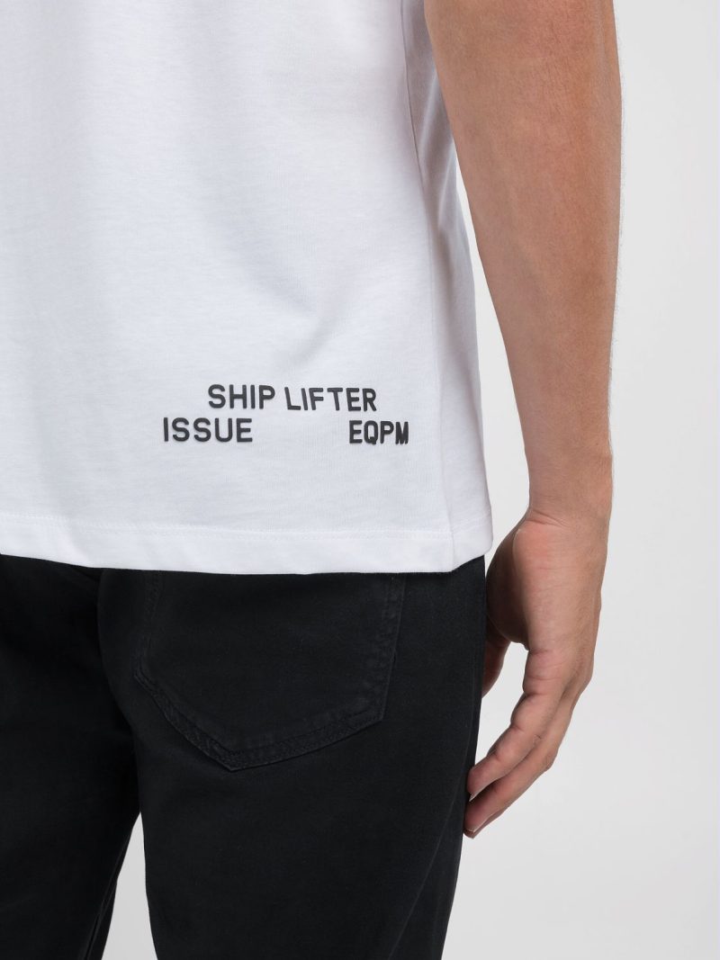 white jersey t shirt with lettering