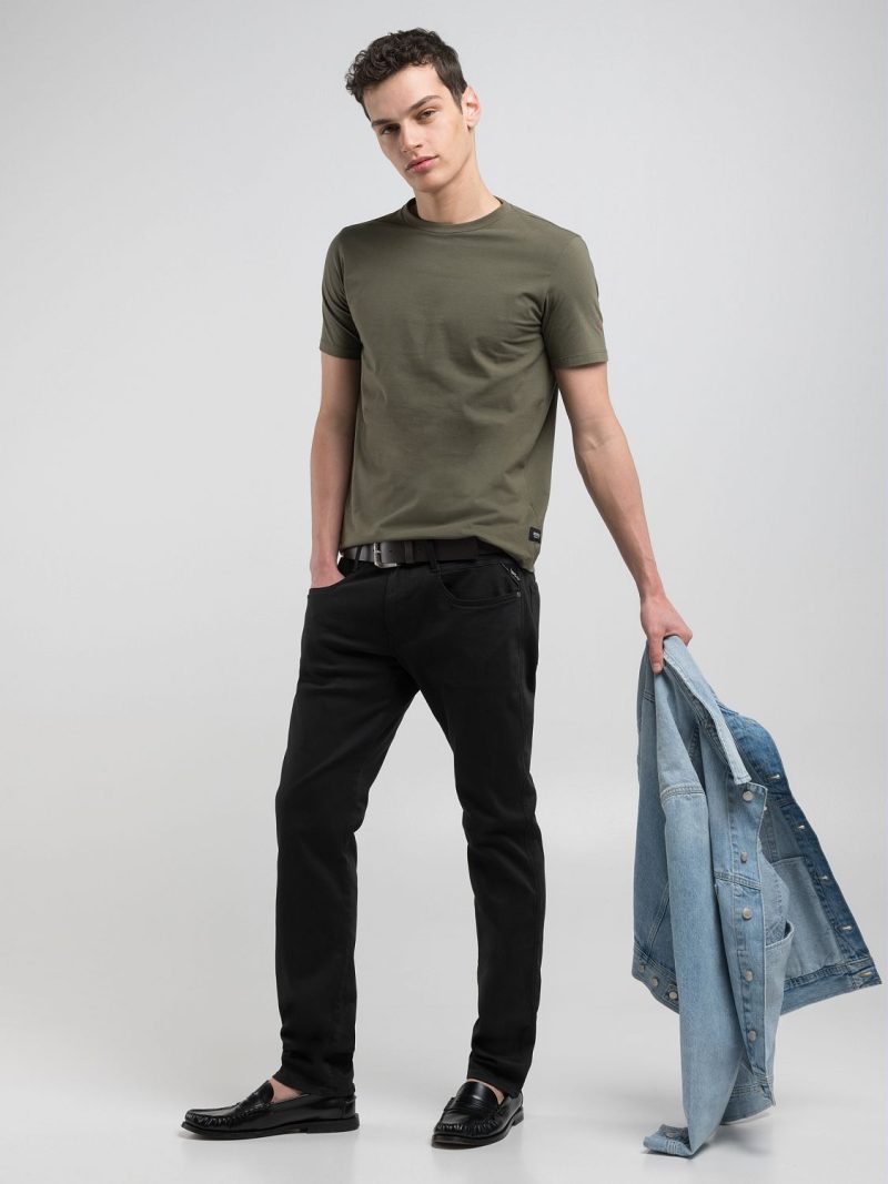 military green anbass slim 10.5 oz bull hyperflex stretch denim (copy)