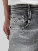 light grey 12.5 oz white weft black power stretch anbass slim denim