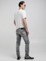 light grey 12.5 oz white weft black power stretch anbass slim denim