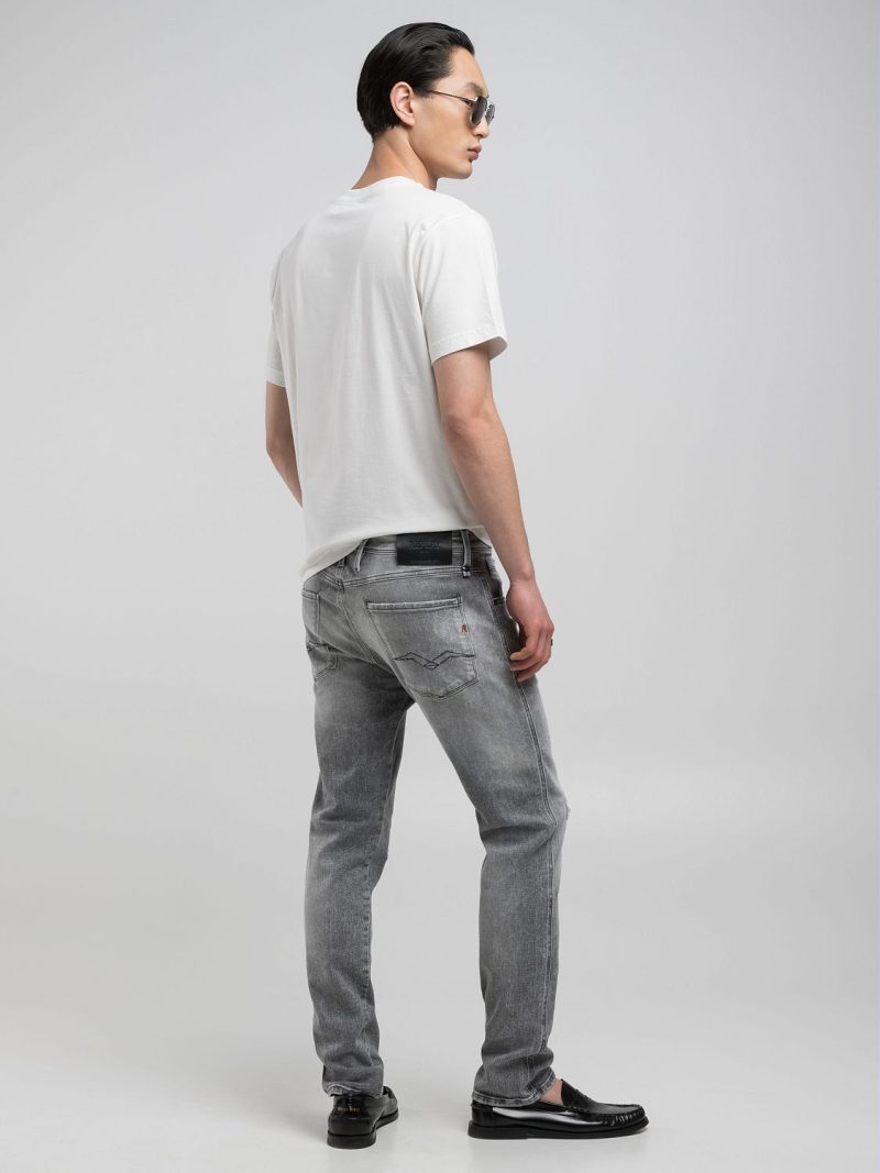 light grey 12.5 oz white weft black power stretch anbass slim denim