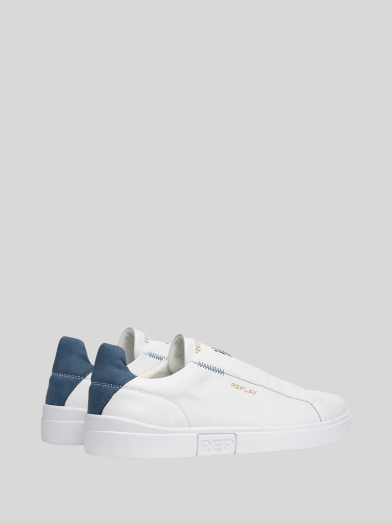 polys m cross white blue slip on sneakers