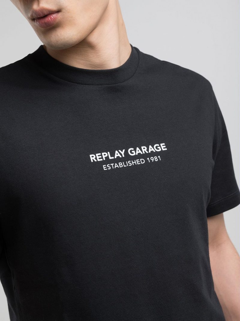 black t shirt with patch effect print (copy)