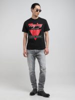light grey melange t shirt with patch effect print (copy)