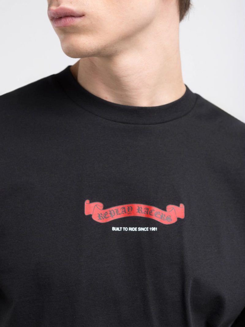 black relaxed fit t shirt with print