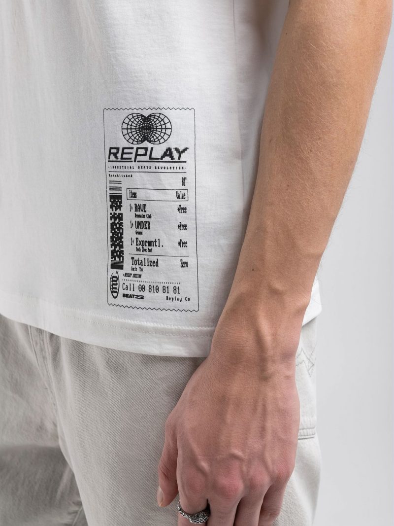 white crew neck t shirt with receipt print