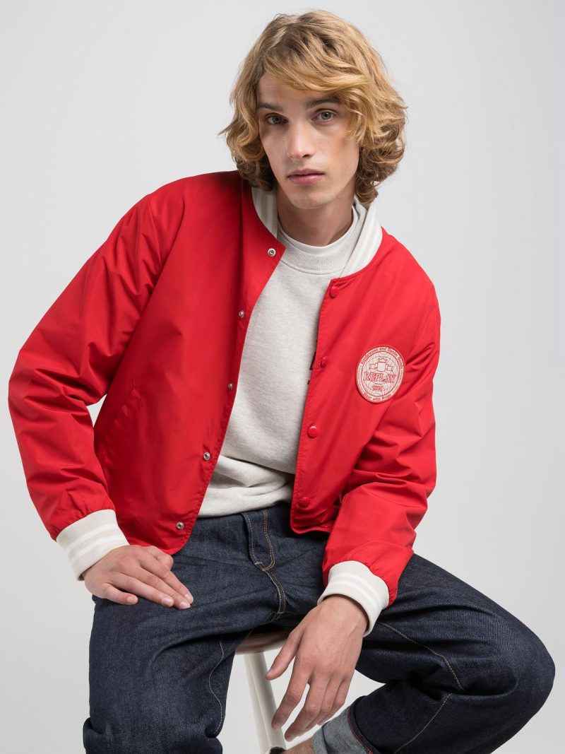imperial red varsity bomber jacket