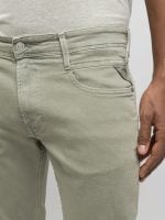 light sage green 9.5 oz stretch bull denim anbass slim fit jeans