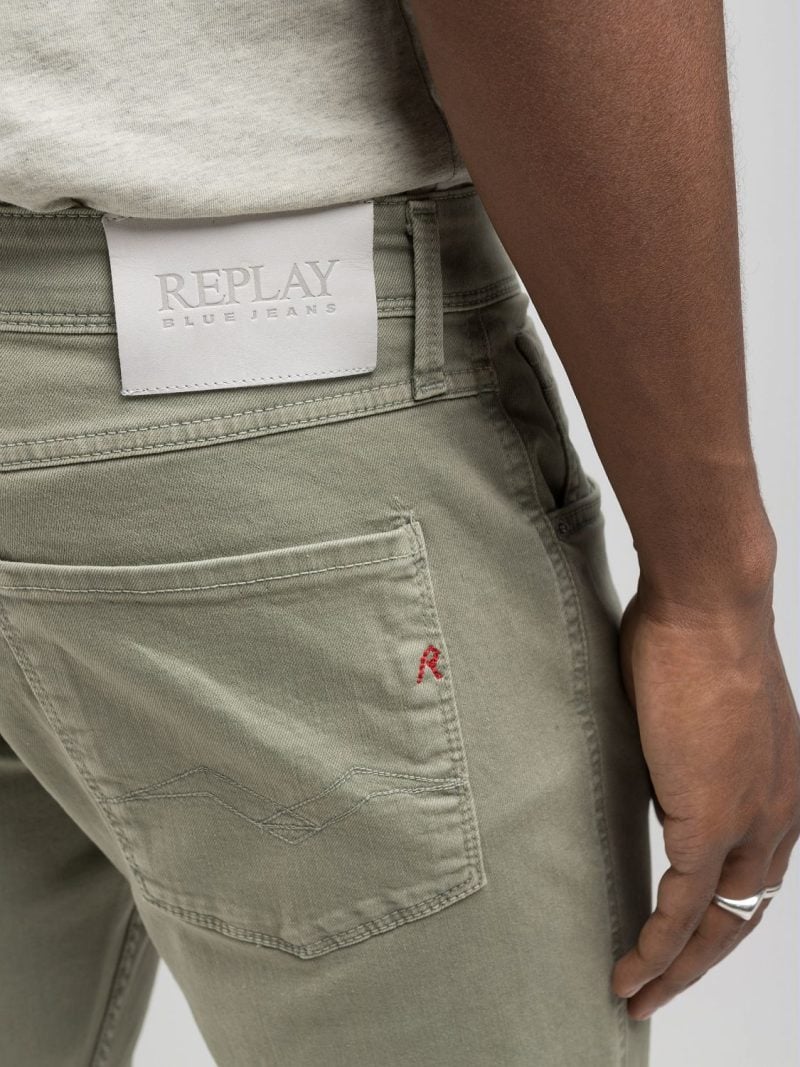 light sage green 9.5 oz stretch bull denim anbass slim fit jeans