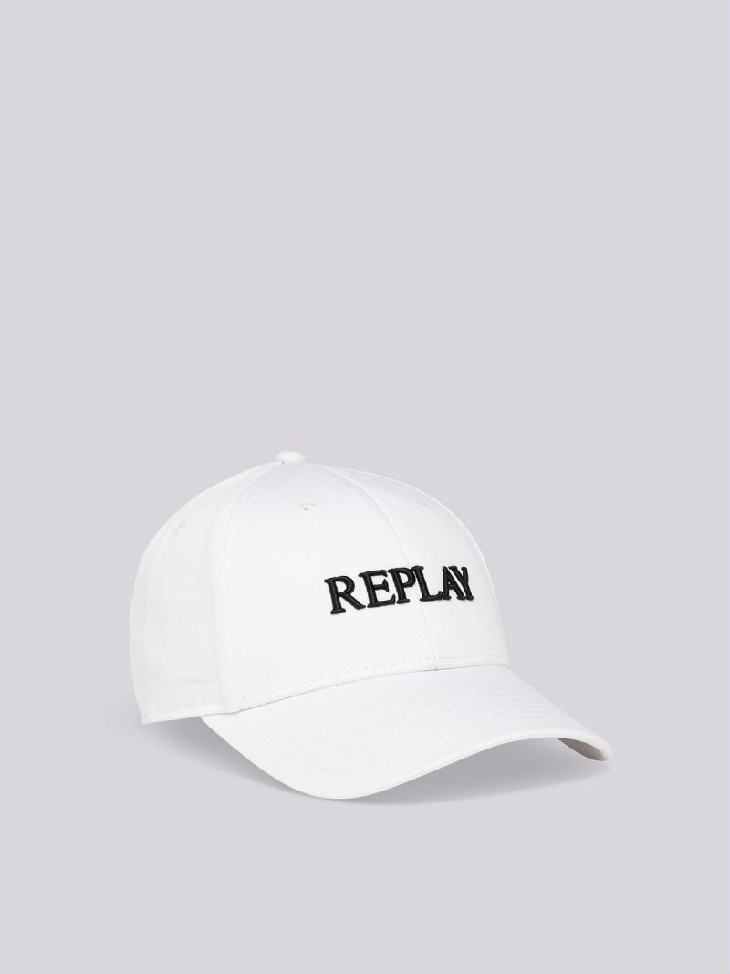 optical white cap with embroidered logo