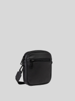 black bag with branded shoulder strap