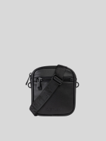 black bag with branded shoulder strap