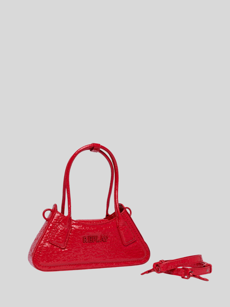 red hammered hobo style bag handbag