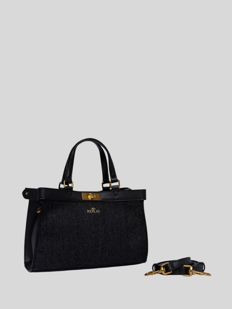 black tote synthetic black bag