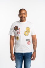 black t shirt with patch effect print (copy)