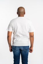 natural white t shirt with patch effect print