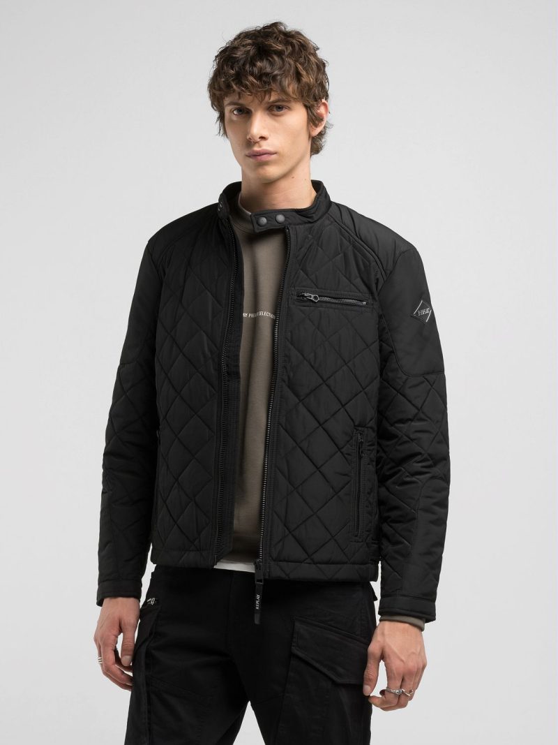 full zip technical black fabric jacket