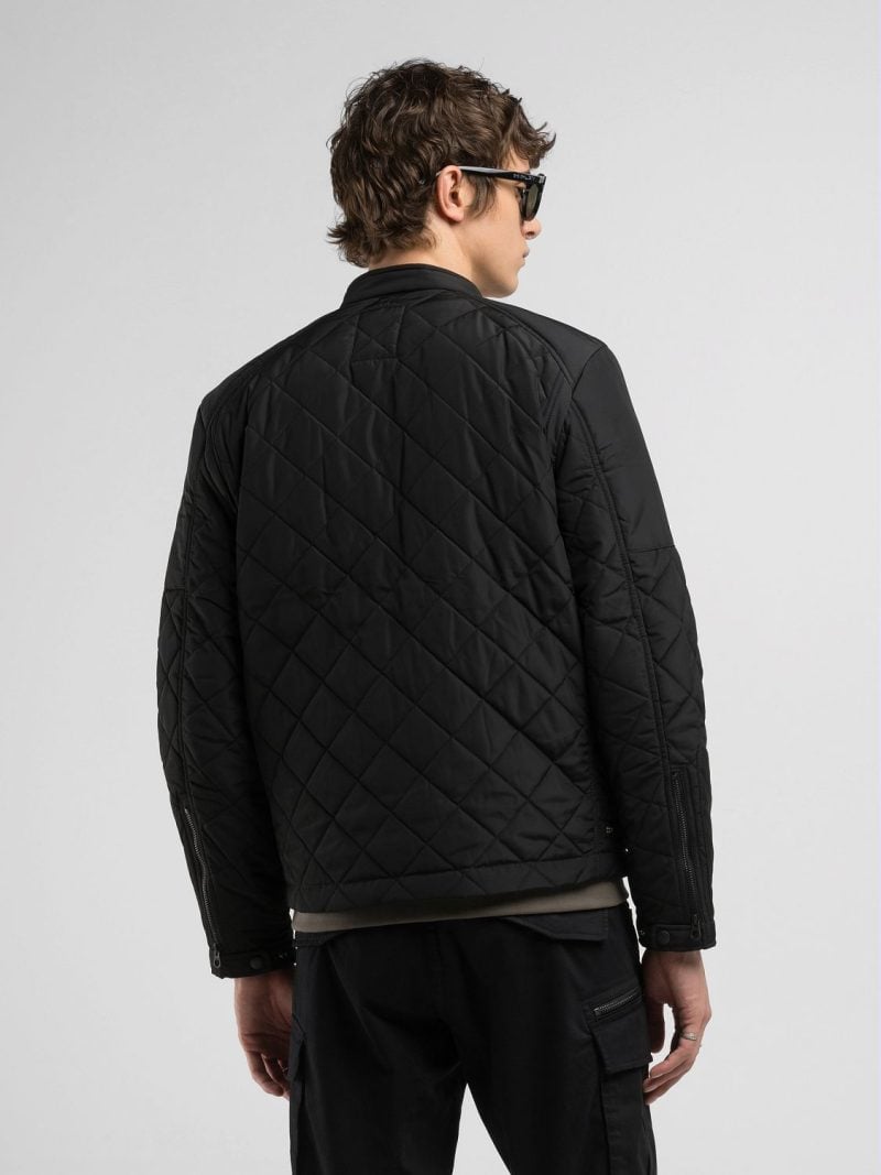 full zip technical black fabric jacket