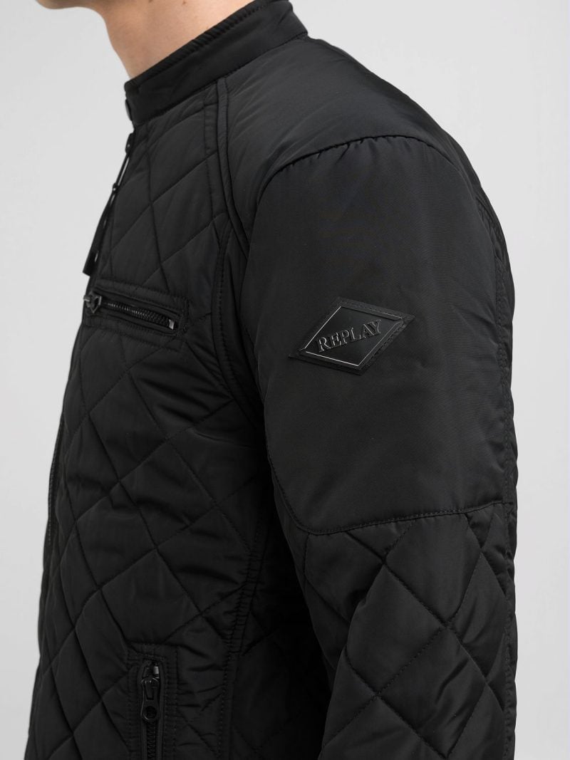 full zip technical black fabric jacket