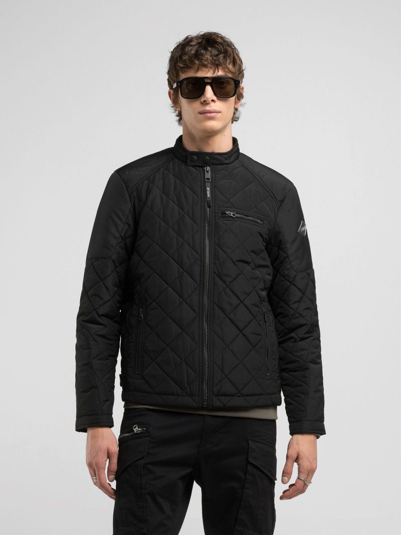 full zip technical black fabric jacket