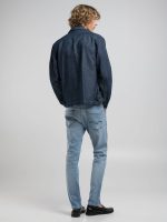 light blue 12 oz mid blue power stretch denim anbass slim fit jeans