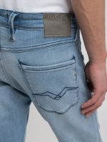 light blue 12 oz mid blue power stretch denim anbass slim fit jeans