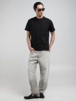 black jersey t shirt with r embroidery