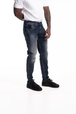 dark blue 10.5 oz blue/black stretch denim coated blue super slim bronny jeans