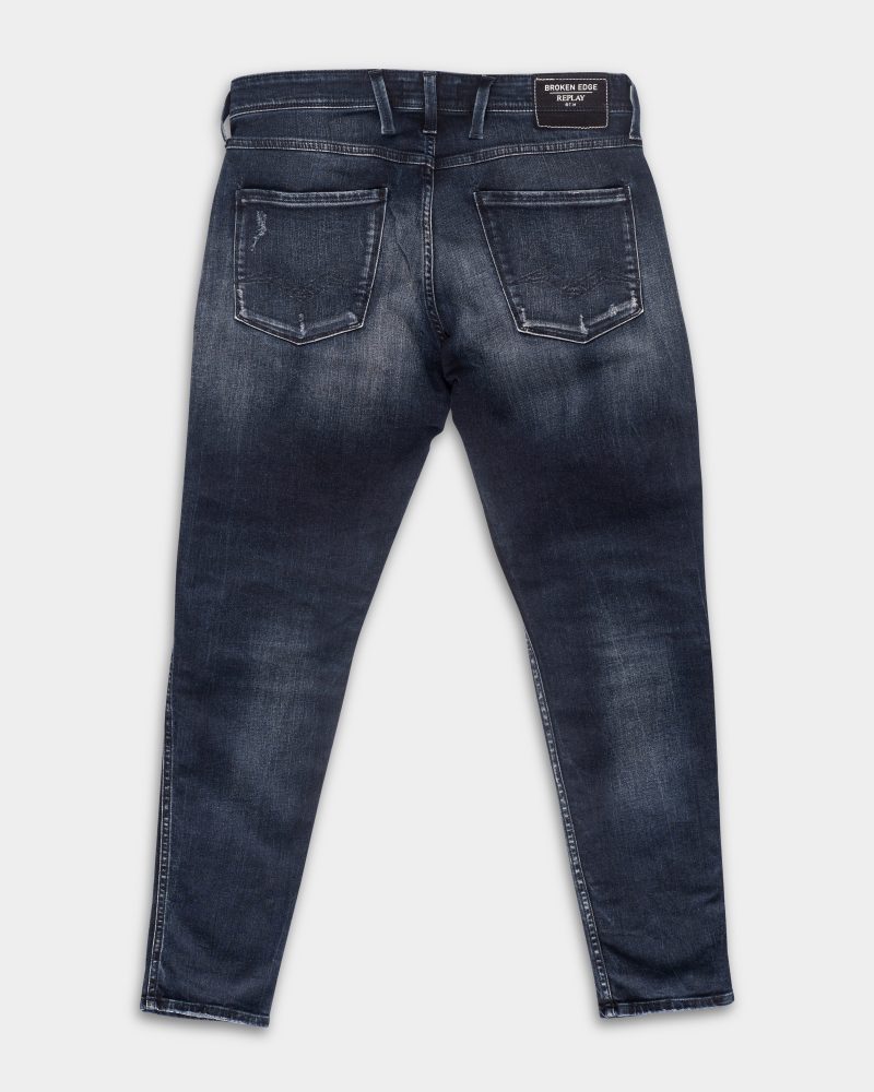 dark blue 10.5 oz blue/black stretch denim coated blue super slim bronny jeans