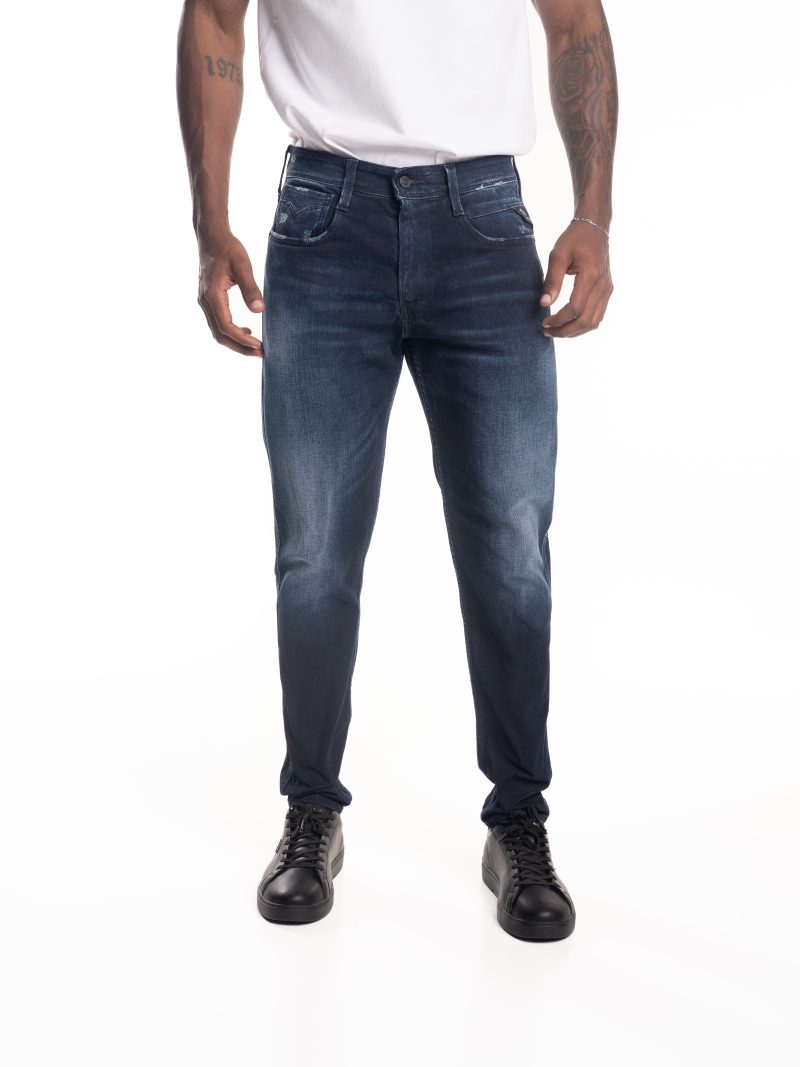 dark blue 10.5 oz blue/black stretch denim super slim bronny jeans