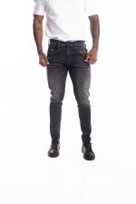 black delave 10.5 oz black stretch denim coated blue super slim bronny jeans