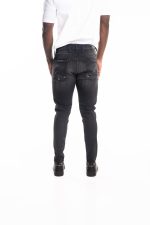 black delave 10.5 oz black stretch denim coated blue super slim bronny jeans