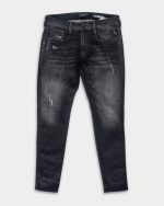 black delave 10.5 oz black stretch denim coated blue super slim bronny jeans