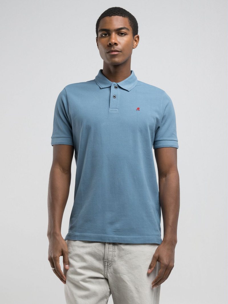 chalk piqué polo shirt with embroidery