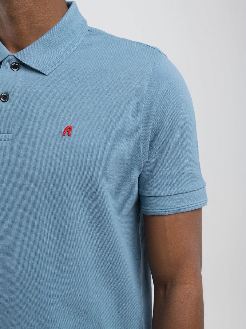 chalk piqué polo shirt with embroidery